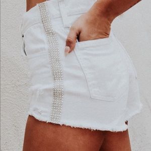 LF Carmar Denim rhinestone high rise shorts